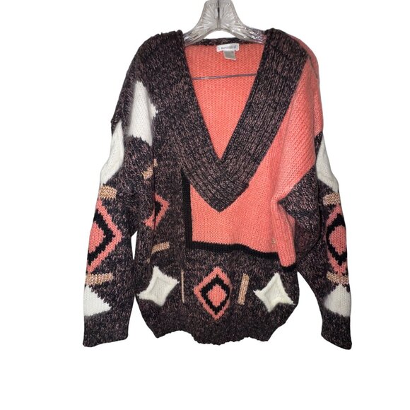 Vintage Sweater Plus Size 2X V-Neck Cozy Cosby Eighties Luxury Funky Hip Hop Y2K - Picture 2 of 8